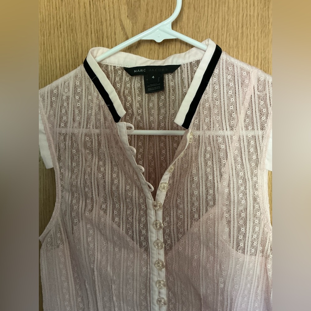 NWT $248 MARC JACOBS Nordstrom creamy pink top sleeveless shirt Sz 4 Easter - Picture 2 of 12